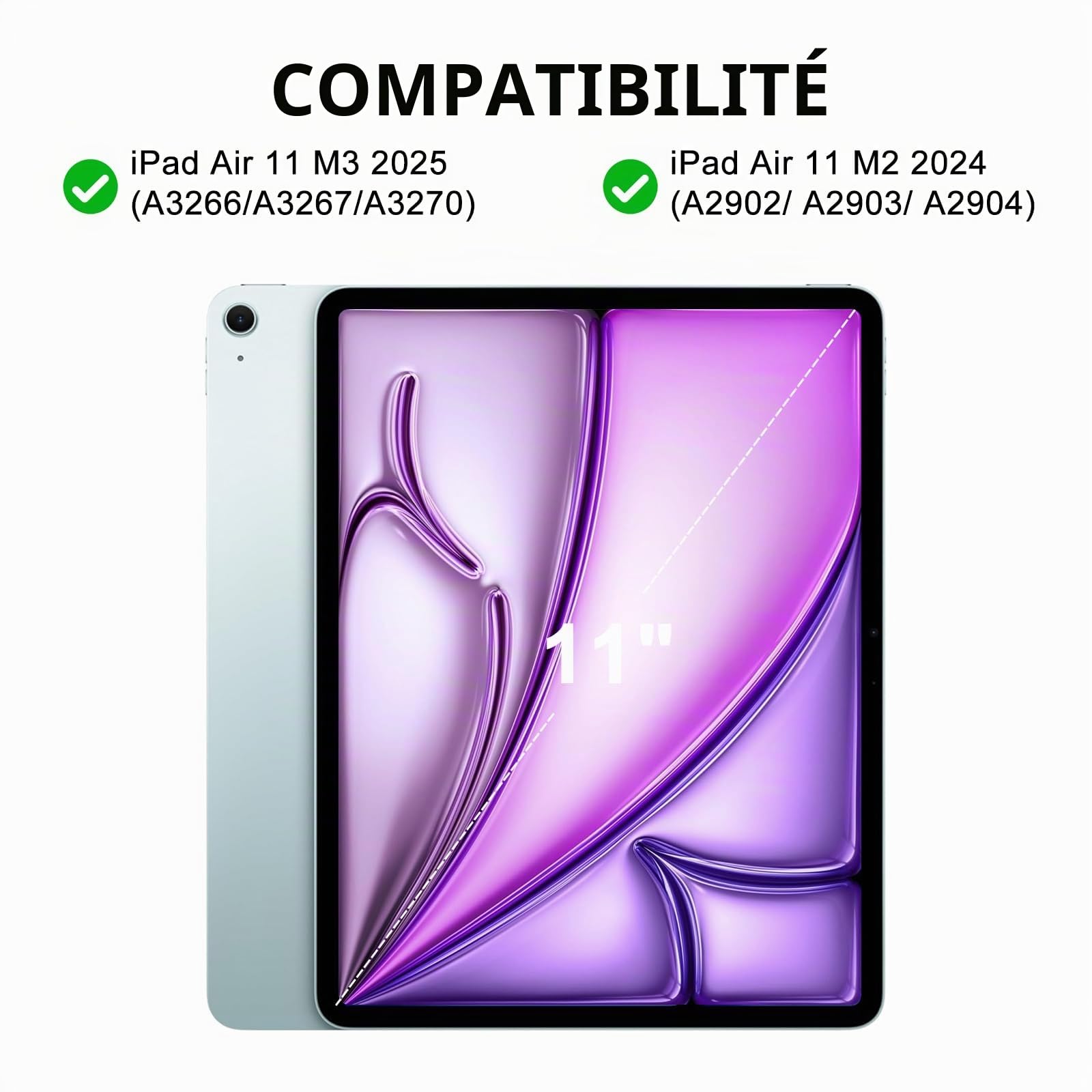 Clavier avec Touchpad pour iPad Air 11 Pouces M4 2026/M3 2025/M2 2024, AZERTY Français Clavier Rétro-éclairé Bluetooth Détachable avec Pavé Tactile pour iPad Air 11 M2/M3/M4 2025/2026, Violet Clair