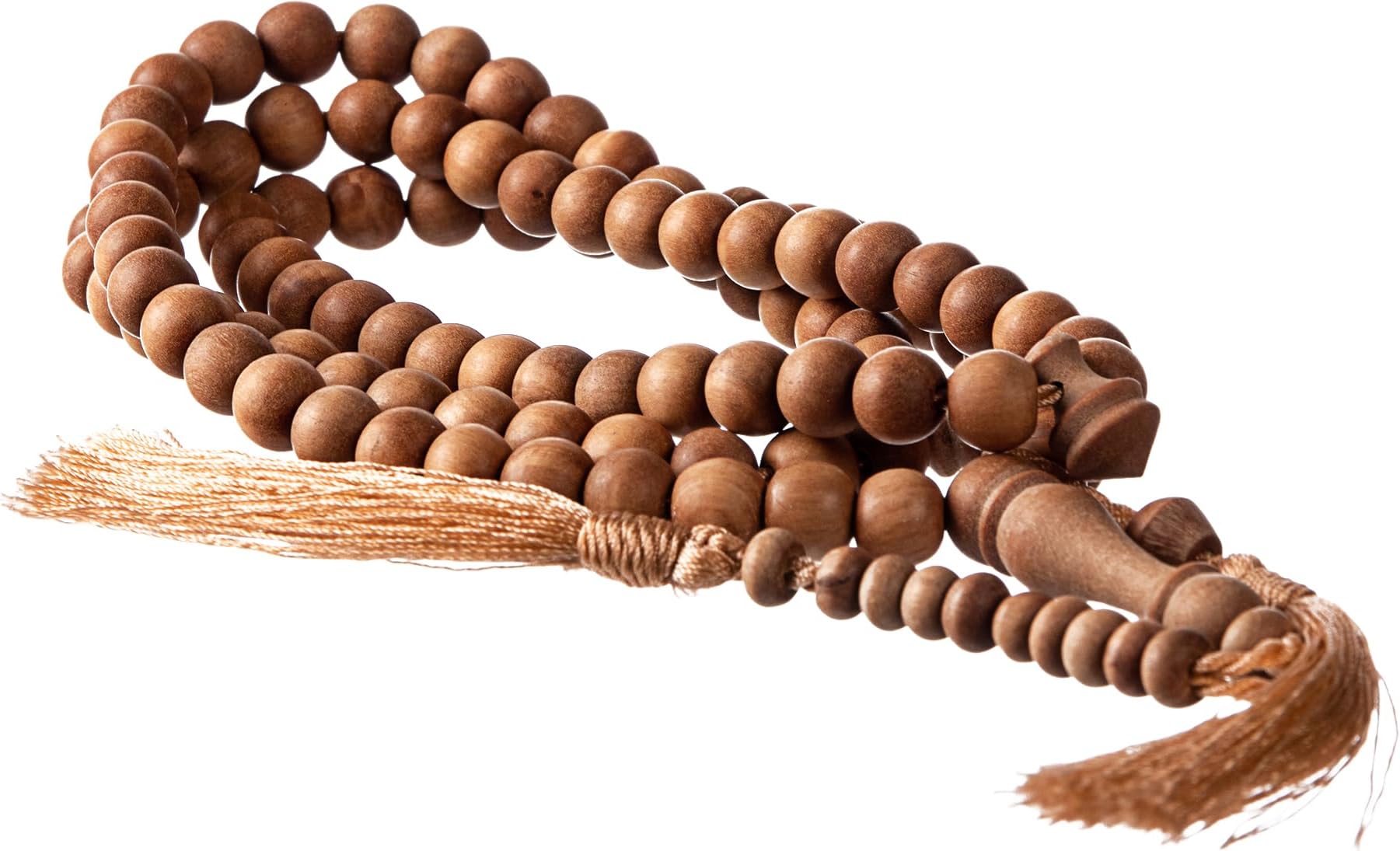 Sandalwood Prayer Beads - 99 Natural 8mm Wood - Authentic Indonesian Tasbih - Muslim Rosary for Islam Zikr and Dhikr - Masbaha Counter Misbaha Subha Sibha