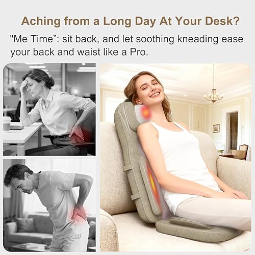 Miniatura 4 de Rainwolf Shiatsu - Cojín de masaje de cuello y espalda con calor, masajeador de espalda completa 4D para aliviar el dolor muscular, intensidad y