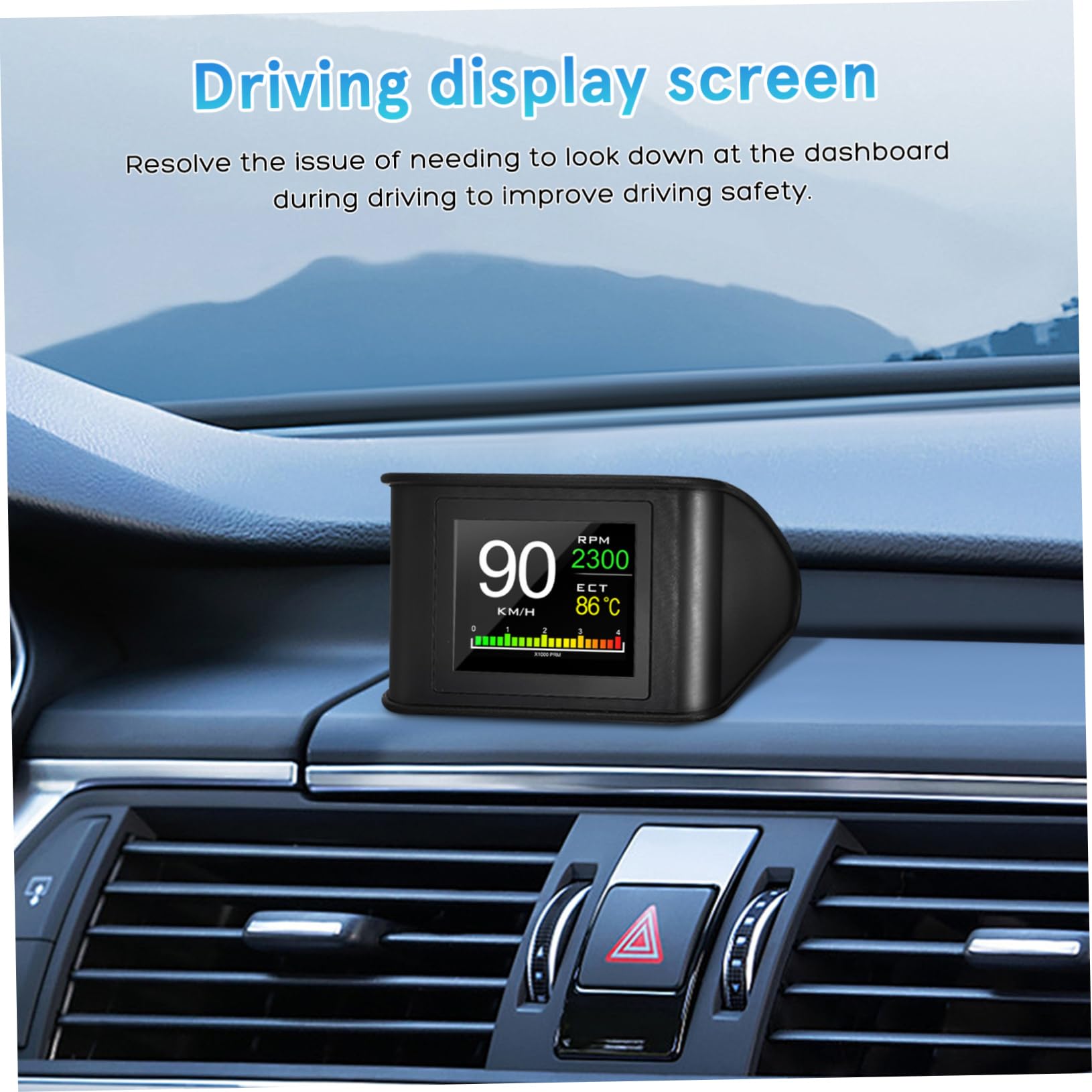 Display Hud per Auto Portatile Modello P in Abs e PC per Navigazione | Schermo Lcd da Viaggio, Monitor per Guida a Lunga Distanza, Design Compatto