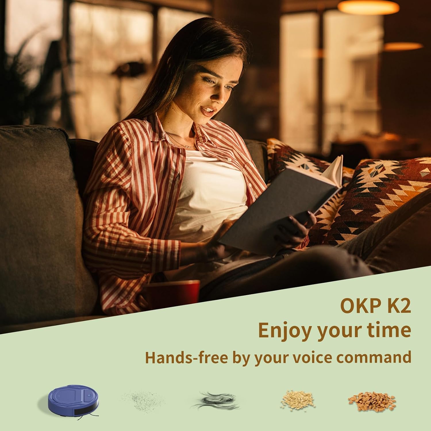 OKP Life K2 Robot Vacuum Cleaner 1800 mAh, Blue, view 4