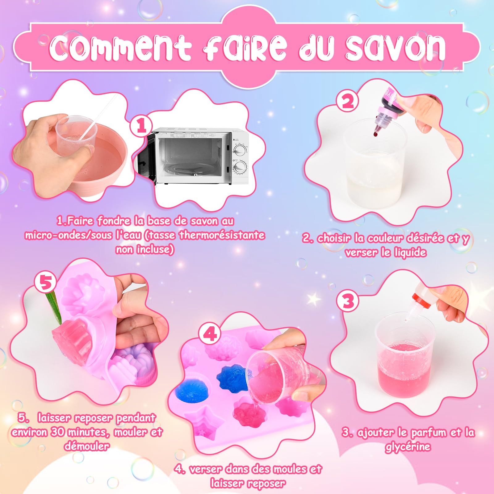 Cadeau éducatif Enfant Kit Fabrication Savon Licorne Pour Enfants - Base De Savon, Moules Et Colorants - Activité Créative Cadeau éducatif Savon Cadeau éducatif Enfant Kit Fabrication Savon Licorne Pour Enfants - Base De Savon, Moules Et Colorants - Activité Créative Cadeau éducatif Savon