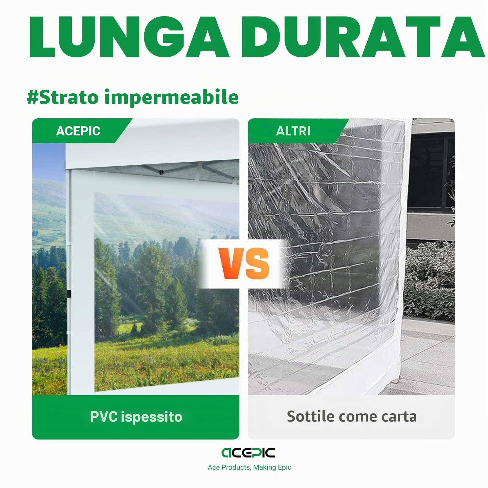 Pareti Laterali Trasparenti 3x3m per Gazebo, Telo 210D Impermeabile con Velcro, Set 3 Pannelli Senza Struttura, Ideali per Giardino Fiere Eventi（nero, 3 pezzi）