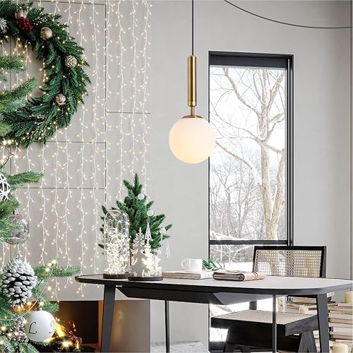 Miniatura 20 de KCO Iluminación moderna globo luces colgantes iluminación isla de cocina luz colgante blanco y dorado iluminación colgante individual vidrio