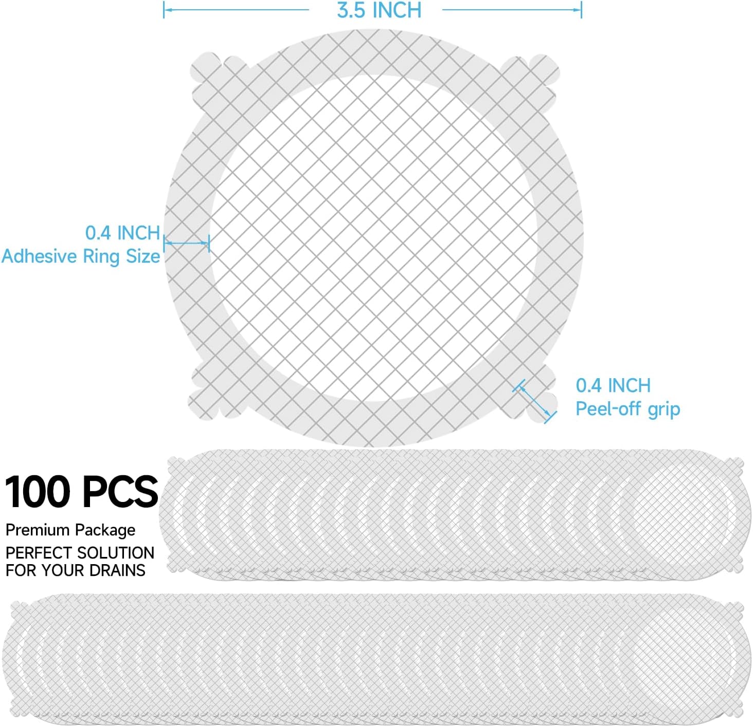 VIVIDLY 200 Pack Disposable Shower Drain Cover Hair Catcher Shower Drain Mesh Stickers, Bathroom, Bathtub, Kitchen, Sink, for Human and pet Hair (200)