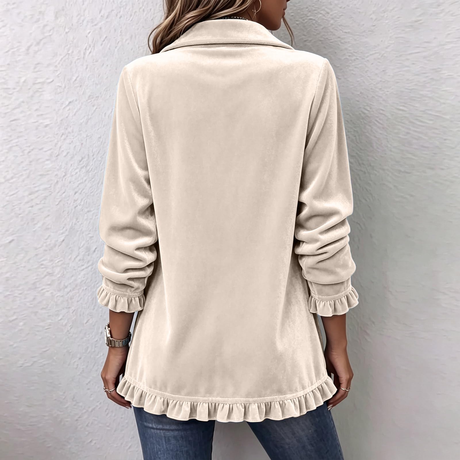 Jacke Damen Lang Jacket Samt Herbstjacke Zweireihig Übergangsjacke