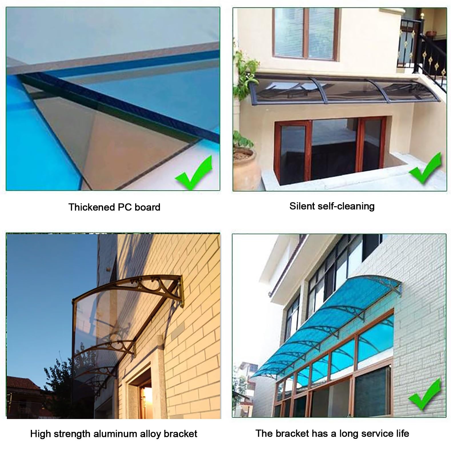 Marquesina Puerta Exterior, Tejadillo Proteccion Lluvia, Techo Ventanas Entrada Toldo de Aluminio, Marquesina Arqueada de Policarbonato, Protección contra La Lluvia Y La Nieve UV (Color :