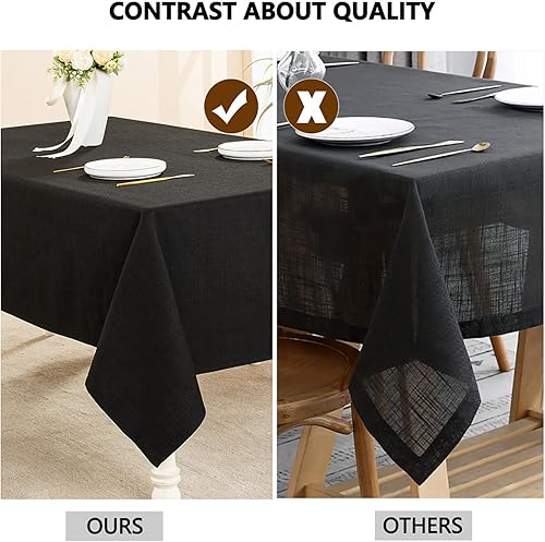 Vista 55 de Mantel rectangular de 57 x 118 pulgadas, lino sintético, sin arrugas e impermeable, color beige, rectangular, Navidad, Acción de Gracias, otoño