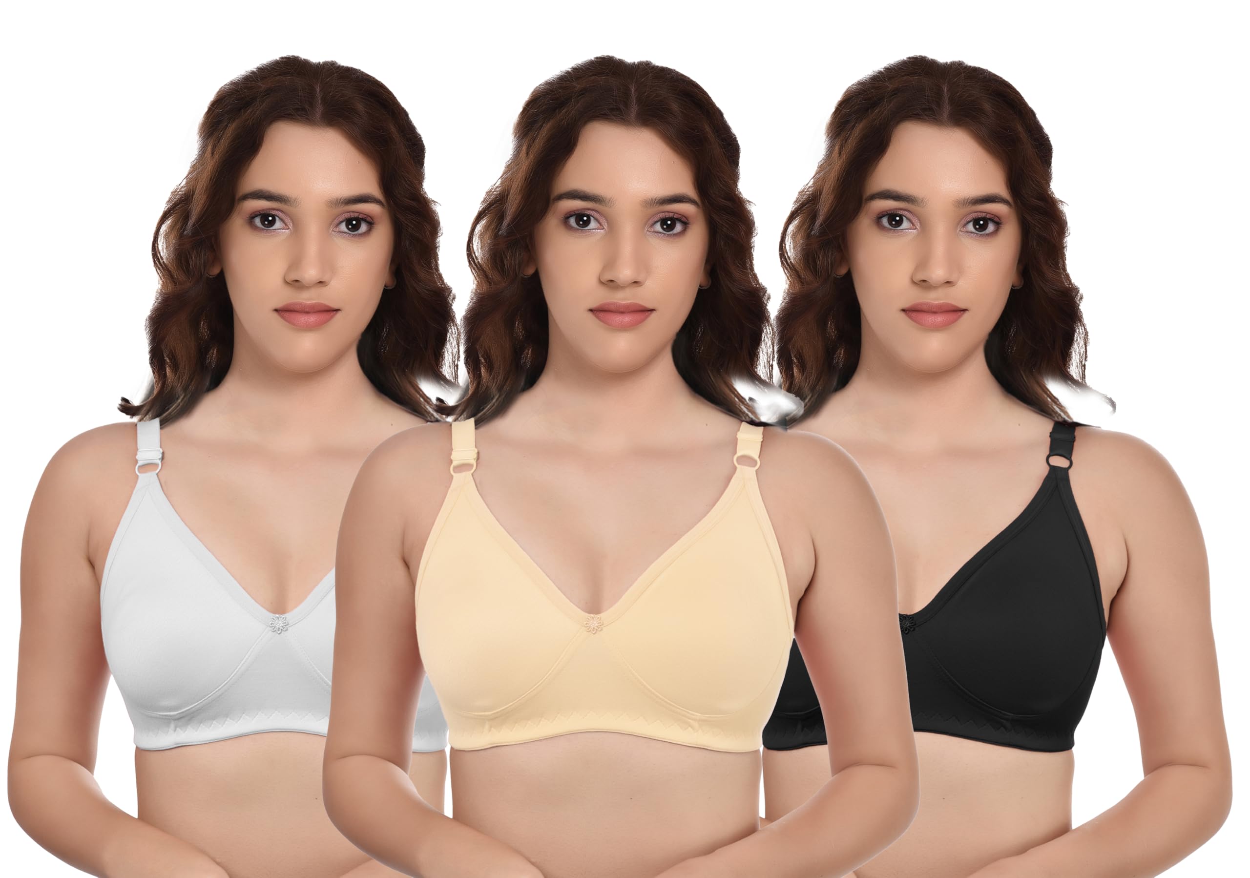Urban MoscowWorld C Cup Non-Padded Bra for Women – Pack of 3 Full Coverage Support Bras, Lightweight Breathable Bra-picture-35