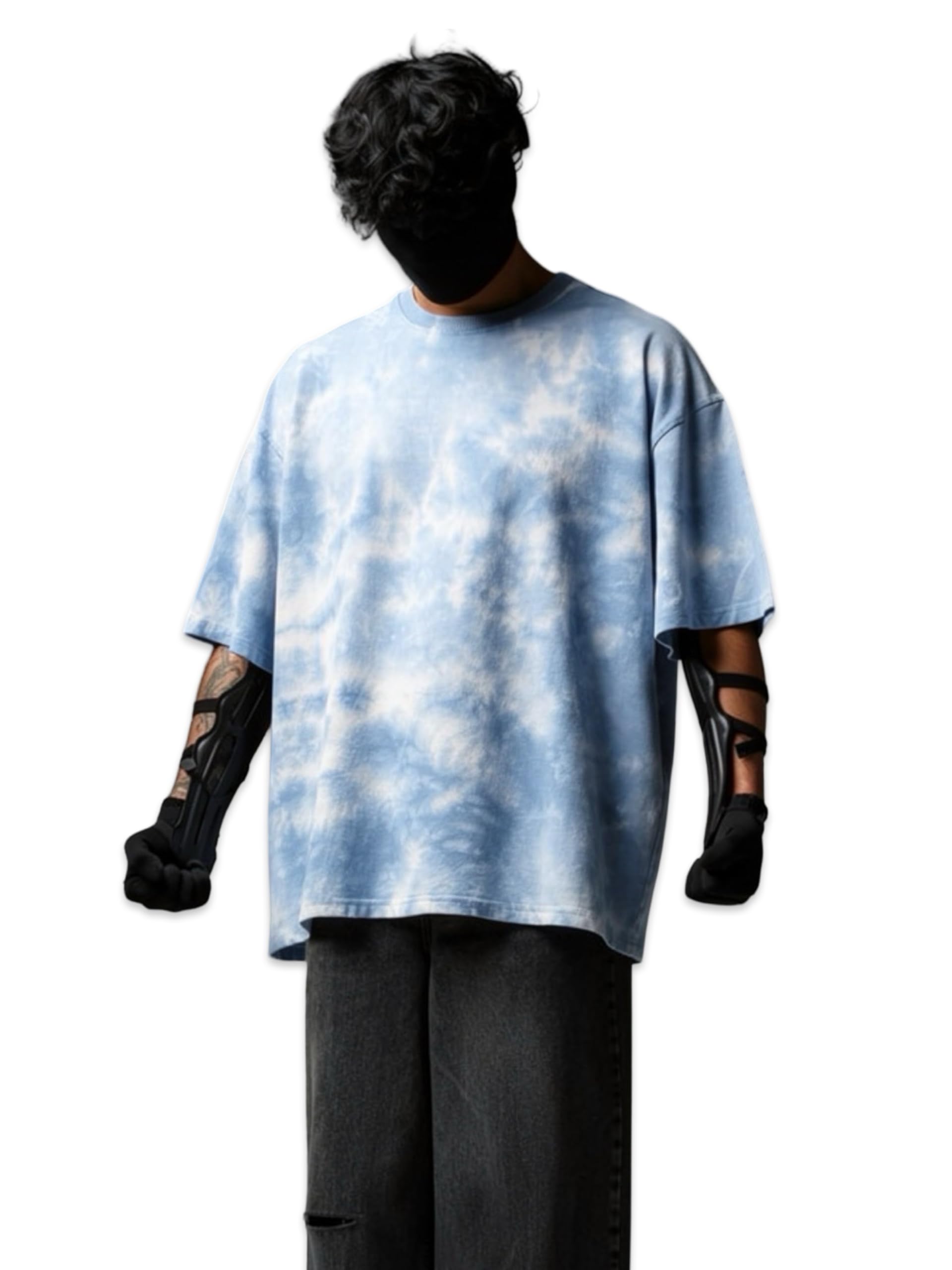 Urban Camo Oversized Streetwear T-Shirt, Abstract Tie-Dye Graphic-image-46