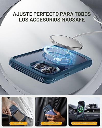 Miniatura 5 de Miracase - Funda magnética para iPhone 15 Pro de 6.1 pulgadas, de cuerpo completo, azul tormenta, compatible con MagSafe, protector de pantalla