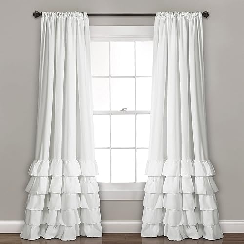Lush Decor Allison Ruffle Light Filtering Window Curtain Panels Pair