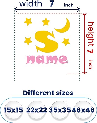 Miniatura 3 de Calcomanías de pared con iniciales y nombres personalizados para niños, decoración personalizada, calcomanías de niña con estrellas de luna,