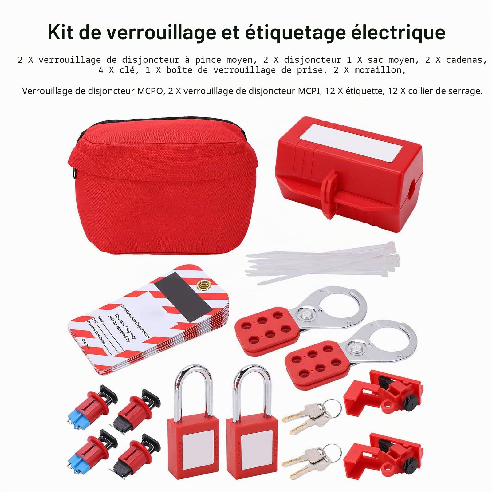 Kit de Verrouillage Électrique Professionnel,2026 VERSION AMÉLIORÉE Kit De Verrouillage,Cadenas De Verrouillage De Sécurité, Kit De Disjoncteur électrique,Pour Disjoncteurs et Énergie Industrielle