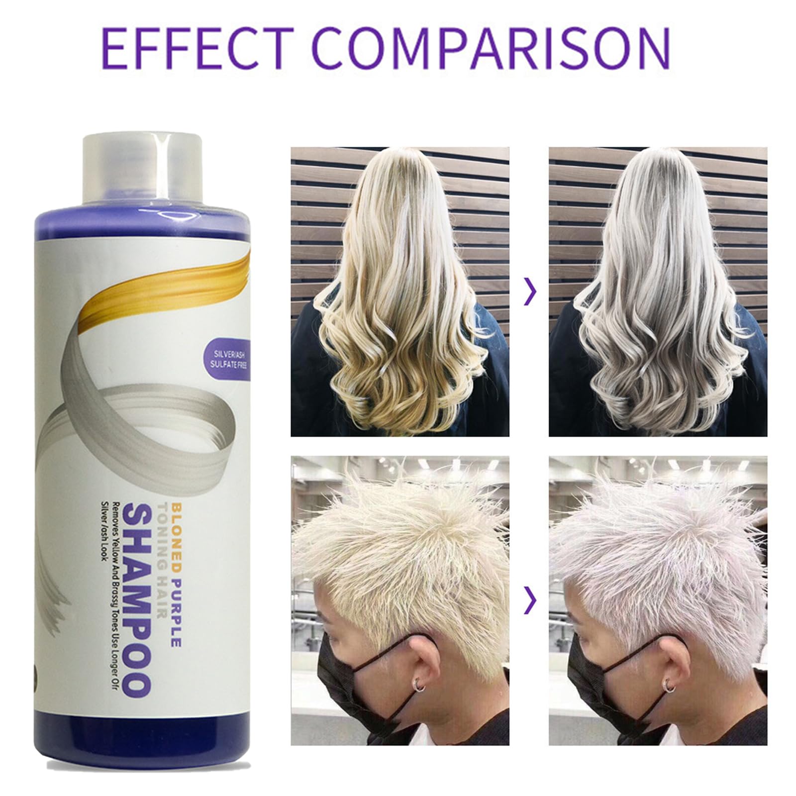 Pemarlis 275 ml Anti-Yellow Tint Shampoo, Anti-Yellow Shampoo for Blonde Grey and White Hair - Image 2