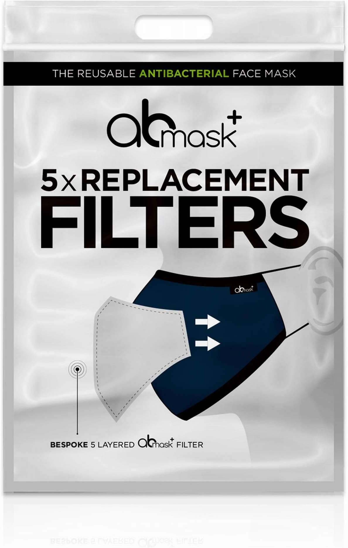 5 x Bespoke Replacement Filters to be Used with The AB Mask - The Reusable Antibacterial face Mask