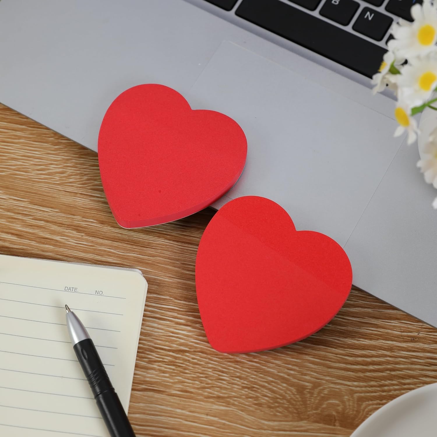 Evergreen Goods Haftnotizen in Herzform, Rot, 24 Blöcke, 100 Blatt pro Block, perfektes Geschenk für Valentinstag, Jahrestag, Zuhause, Büro, Klassenzimmer, entfernbare Haftnotizen, 76 x 76 mm