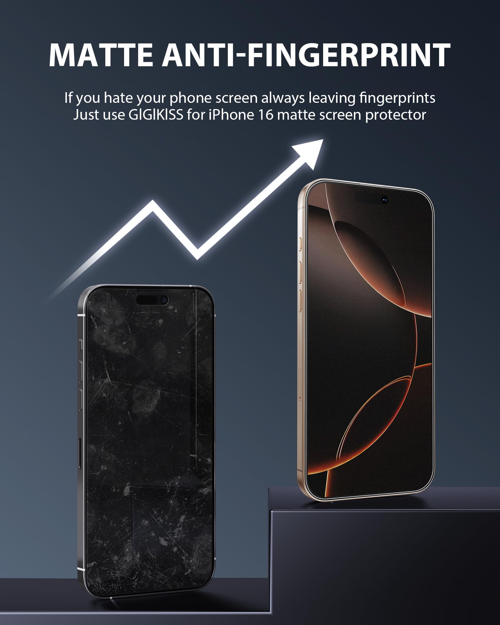 GIGIKISS 2-pak dla iPhone'a 16/iPhone'a 15 matowa osłona ekranu 15.5 cm, antyrefleksyjna osłona ekranu ze szkła hartowanego, łatwa instalacja