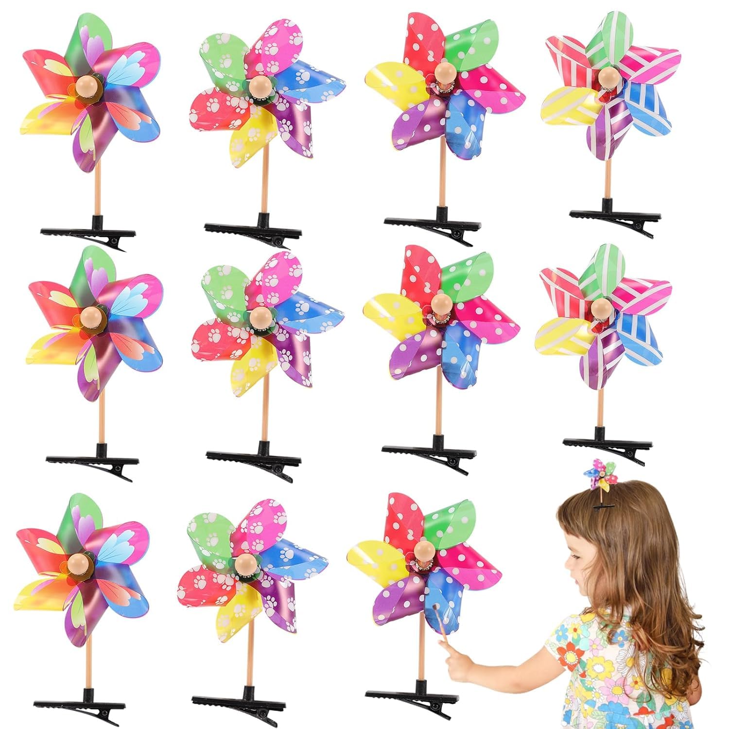 Beavorty 72 horquillas para el pelo de molino de viento, horquillas de metal antideslizantes, horquillas de pelo de molino de viento, horquillas para el pelo de verano, horquillas para el pelo de
