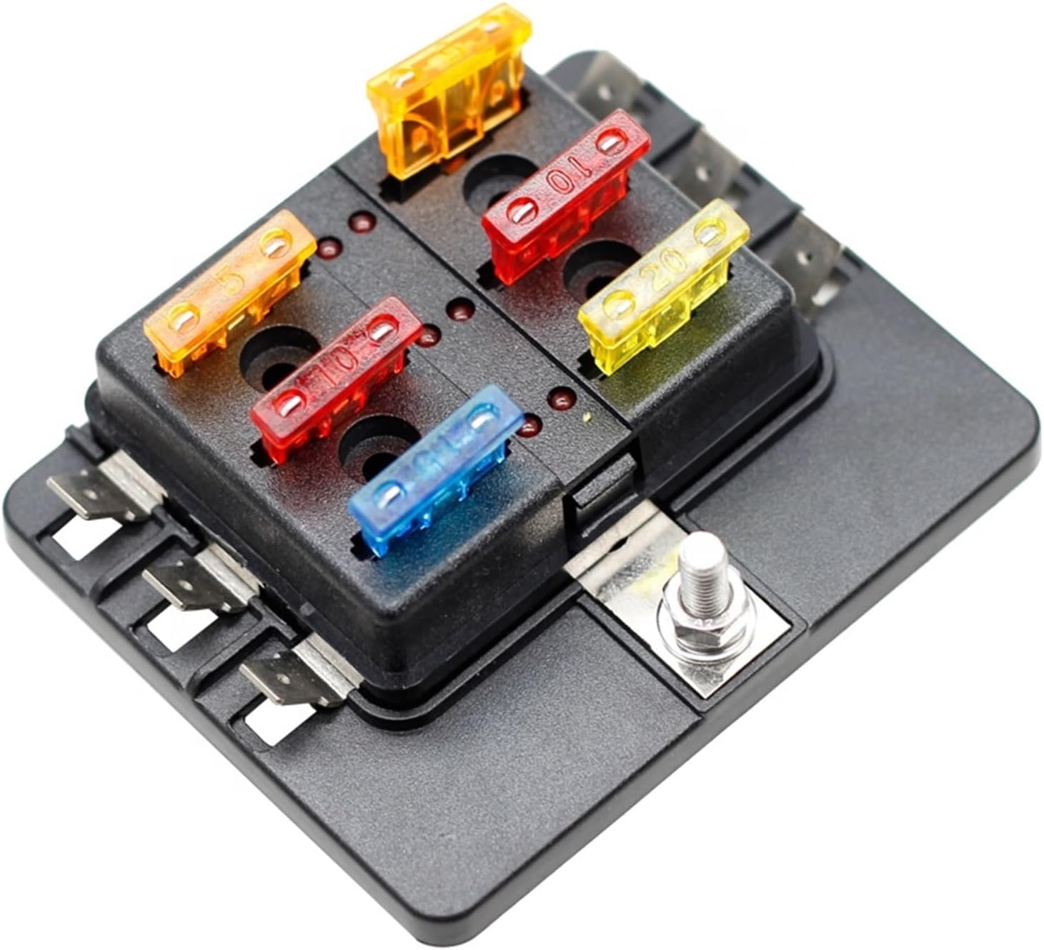 6 Way Blade Fuse Box with LED Light Indication & Protection Cover Holder Standard Circuit Fuse Holder Box Block for Car Boat (Size : 6 Ways)