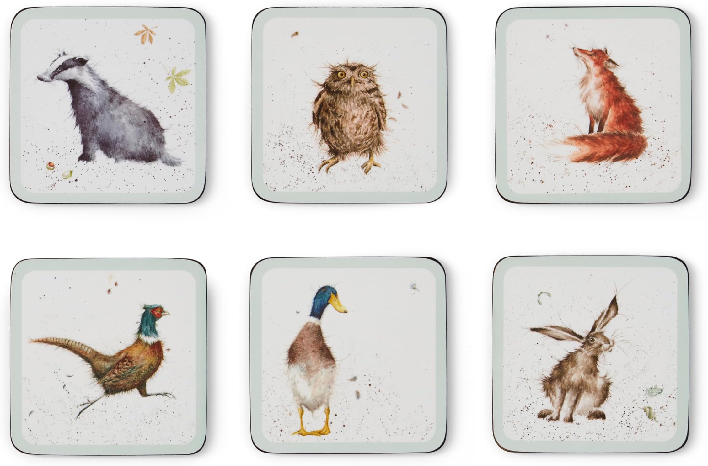 Portmeirion Home & Gifts Pimpernel Wrendale Designs Coasters, Set of 6, Multi-coloured,15.5 x 10.5cm, X0010268739
