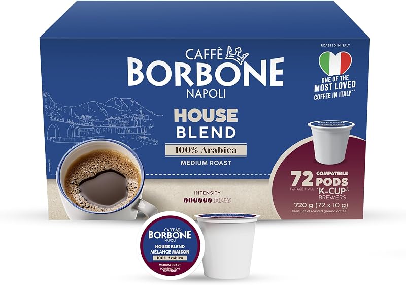 Caffè Borbone House Blend Coffee (72 Count) – Medium Roast, 100% Arabica, Roasted in Italy with Rich and Smooth Taste – Single Serve Coffee Pods Compatible with K-Cup Brewers