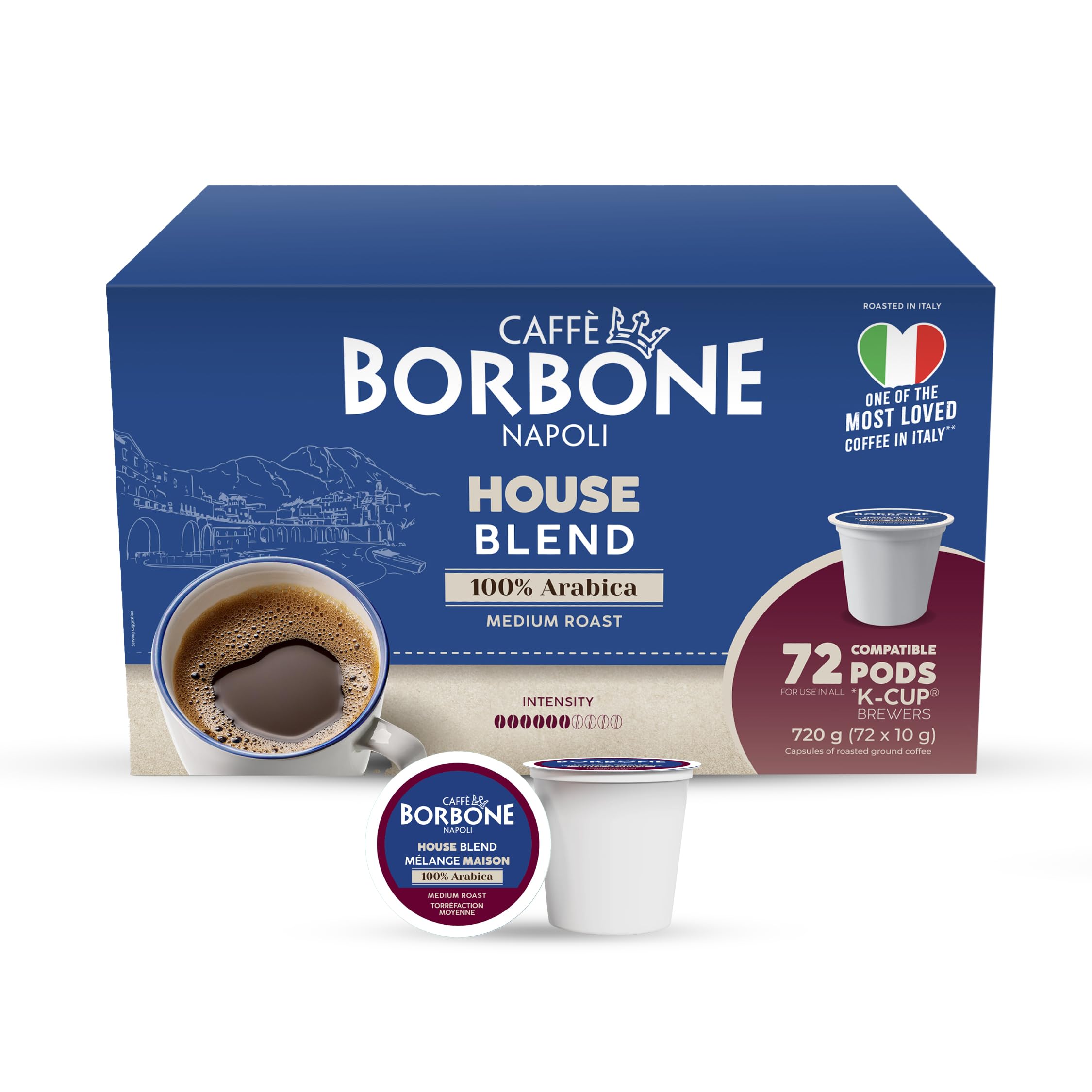 House Blend Coffee (72 Count) – Medium Roast, 100% Arabica, Roasted in Italy with Rich an…