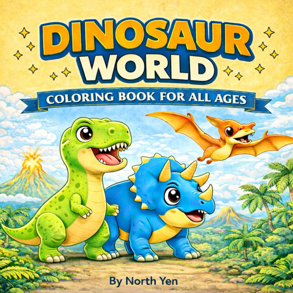 Dinosaur World Coloring Book for All Ages: A Cute and Fun Coloring Book for All Ages