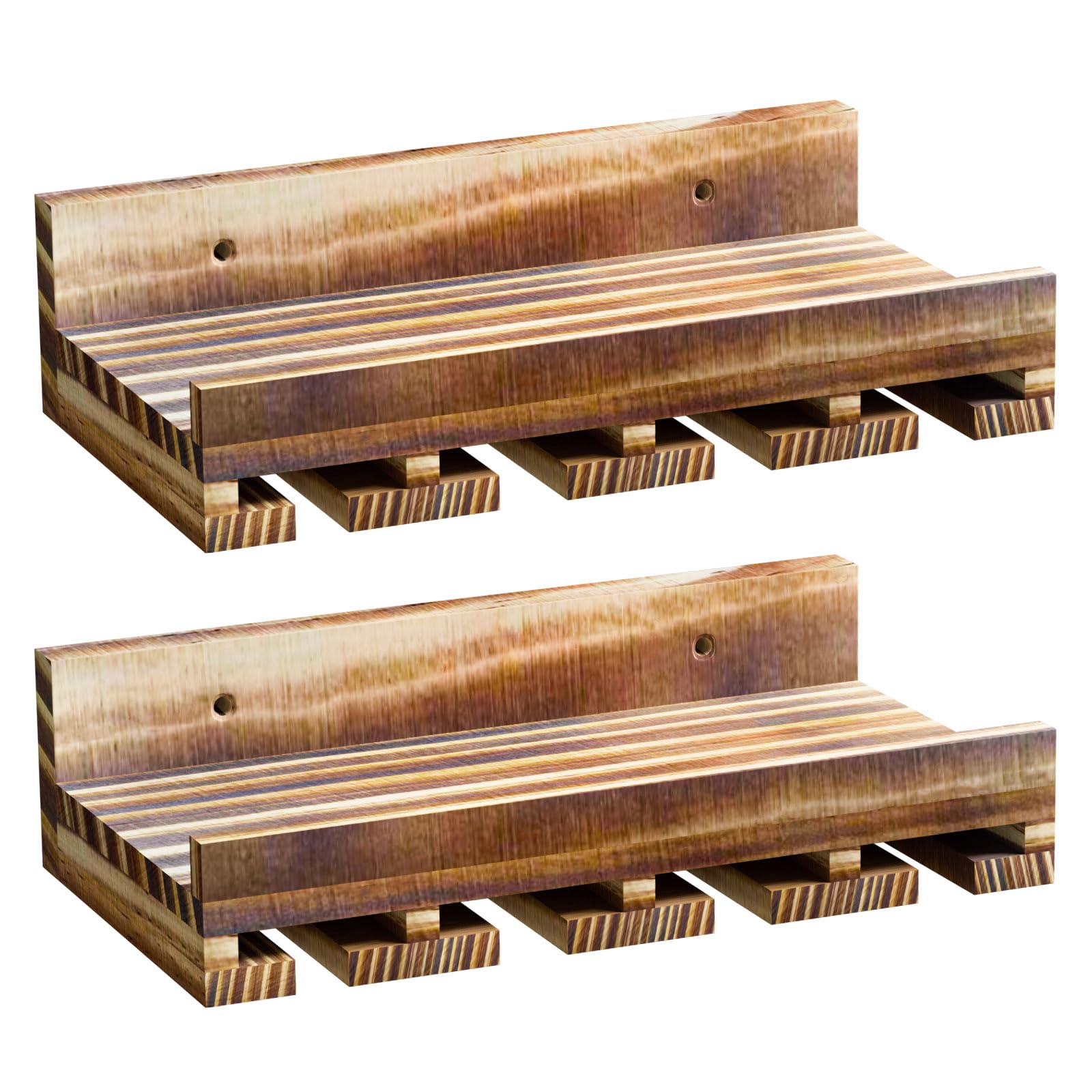 Yorbay 2er-Set Wand Holz Weinregal: Vintage Wandbar aus Beflammtem Palettenholz mit Weinglasregal für Wein und Weingläser - Wandmontage Weinflaschenhalter für Wohnzimmer Bar Küche