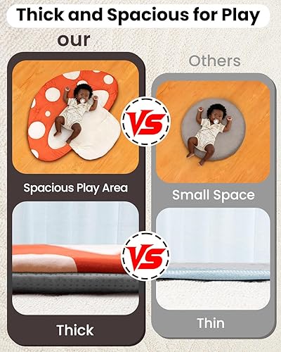 Miniatura 3 de Gimnasio de juego para bebés y tapete de actividades lavable, tapete antideslizante con 5 juguetes sensoriales desmontables para habilidades