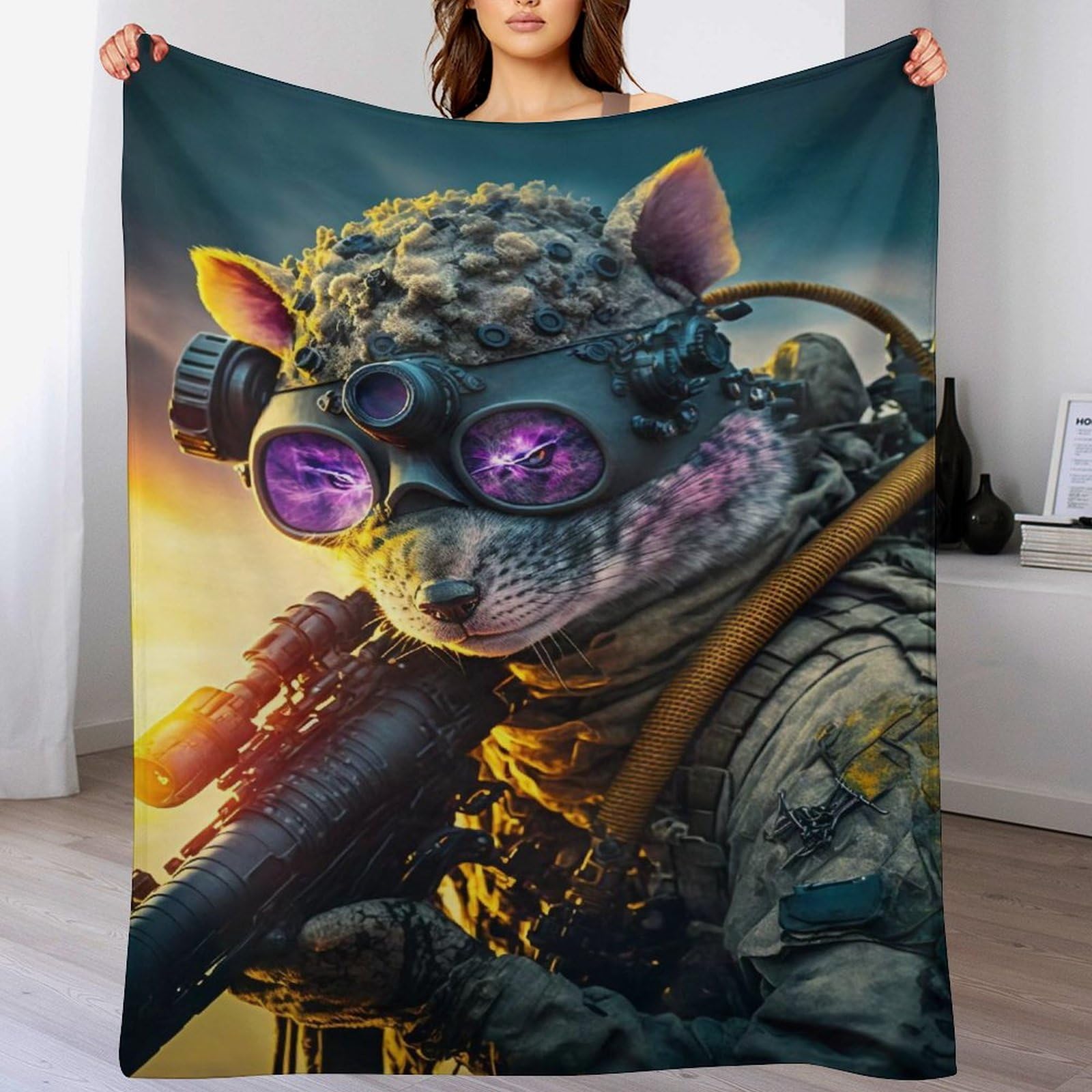 Couverture en flannel couche douce contre le froid plaid troupes de rats chaud