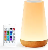 Auxmir Lâmpada de cabeceira de LED, luz noturna, controle remoto, regulável, 13 cores, 5 cores que mudam de brilho, ajustável, recarregável, lâmpada portátil para bebês, crianças, quarto, sala de