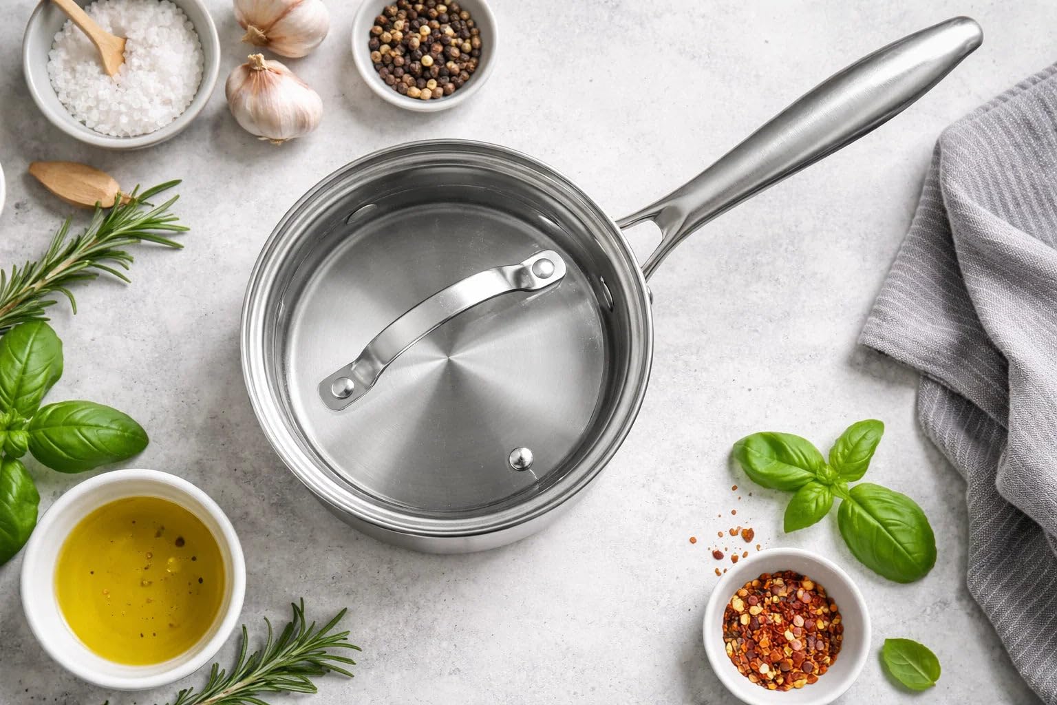 Cookinglife zestaw garnków Signature Steel 4-częściowy zestaw garnków ze stali nierdzewnej – garnek do gotowania ø 16, 20 i 24 cm i rondel ø 17,5 cm – nadaje się do wszystkich rodzajów kuchenek