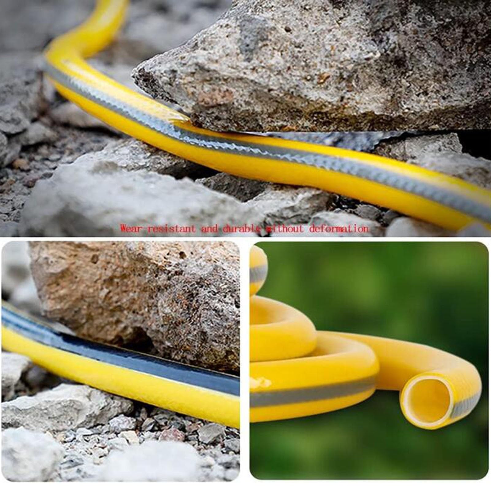 Wąż elastyczny 16 mm 3/4 cala, żółty, wąż ogrodowy ze złączami do węży - wszystkie pory roku używaj węża PVC wysokociśnieniowego do podlewania, ogrodu