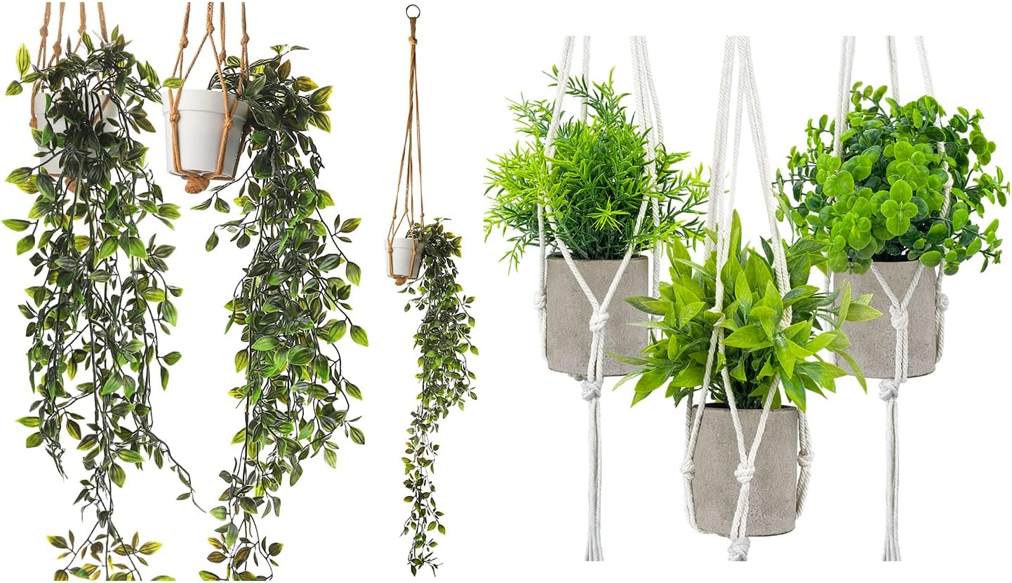 Oxsaytee Hanging Fake Plants Potted with Plant Hangers