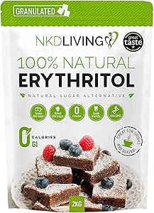 100% Natural Erythritol 2 Kg (4.4 lb) Granulated Zero Calorie Sugar Replacement by NKD Living