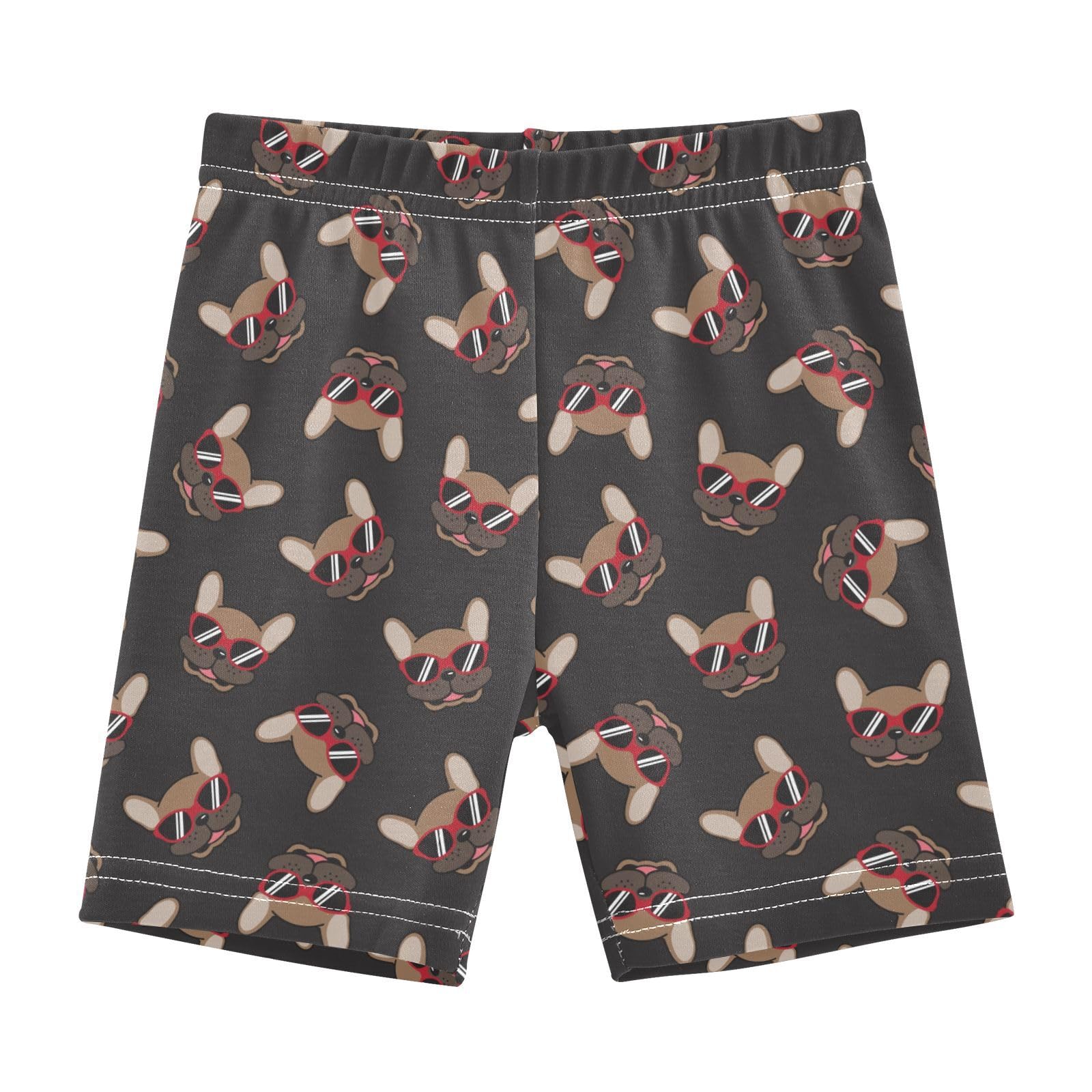 JHKKU Girls French Bulldog Shorts Cotton Cartwheel Bike Kids Biker Under Dress Dance Short Girl Clothes 5T