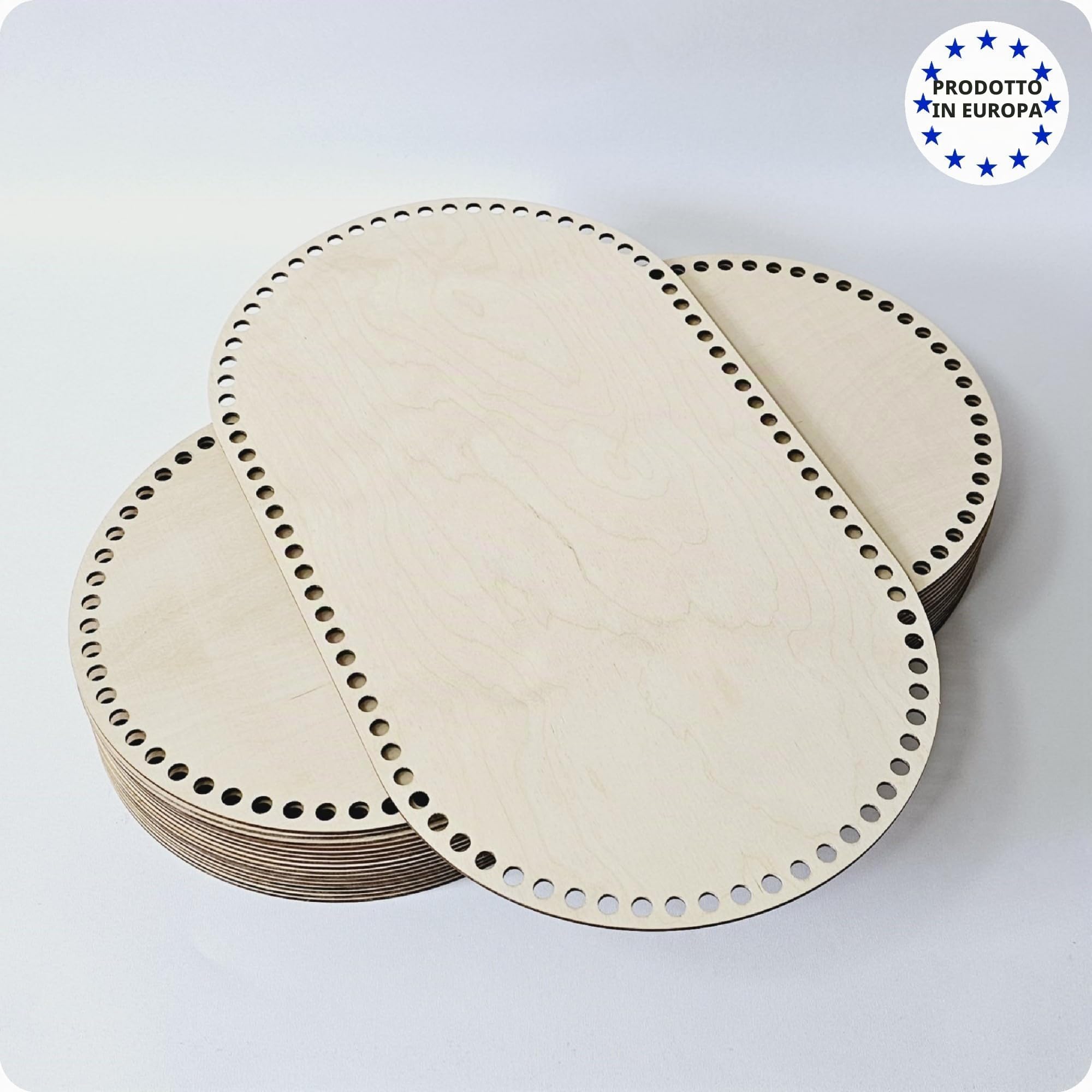 Fondo in legno ovale per il ricamo a uncinetto di culle per bambole, passeggini e ceste per neonati (buchi da 10 mm, 50 x 30 cm)