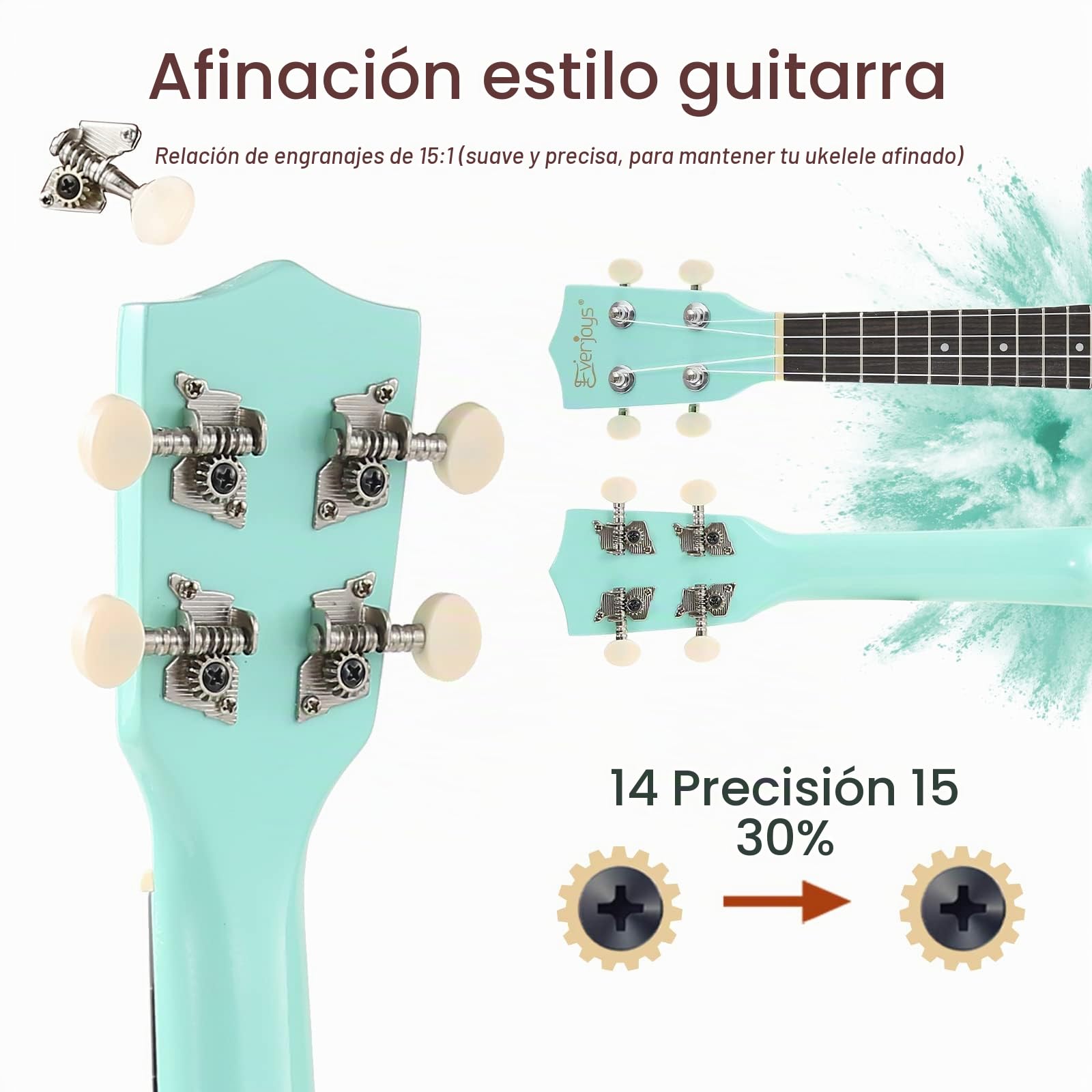 Everjoys Kit de ukelele soprano para principiantes, para niños, adultos, estudiantes, 21 pulgadas, correa de repuesto, cuerda de repuesto, paño de pulido, púas de cancionero (verde brillante) | Para adultos, bolsa de concierto, púas, paño de pulido de cor