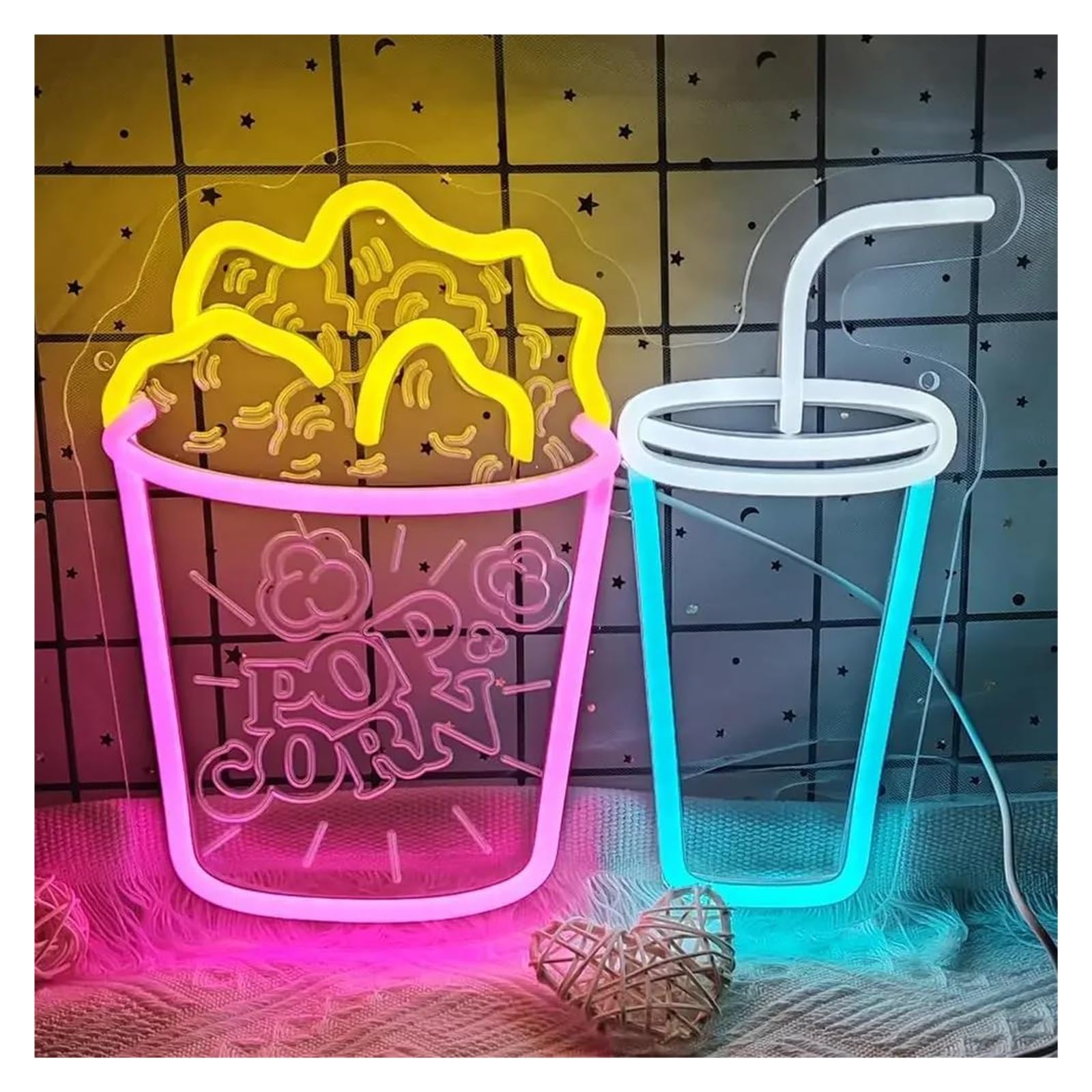 LEMST Signs Lamp Popcorn Neon Sign for Wall Decor Popcorn Light for Home Theater Cinema Party 26.6x30cm