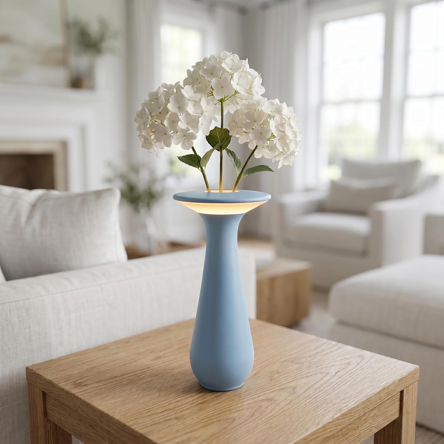 OOWOKS Flowerpot LED Table Lamp Rechargeable Wireless Touch Control led Dimmable Warm Light IP65 Waterproof USB Rechargeable Outdoor Table Light Restaurant Table Decoration,Blue