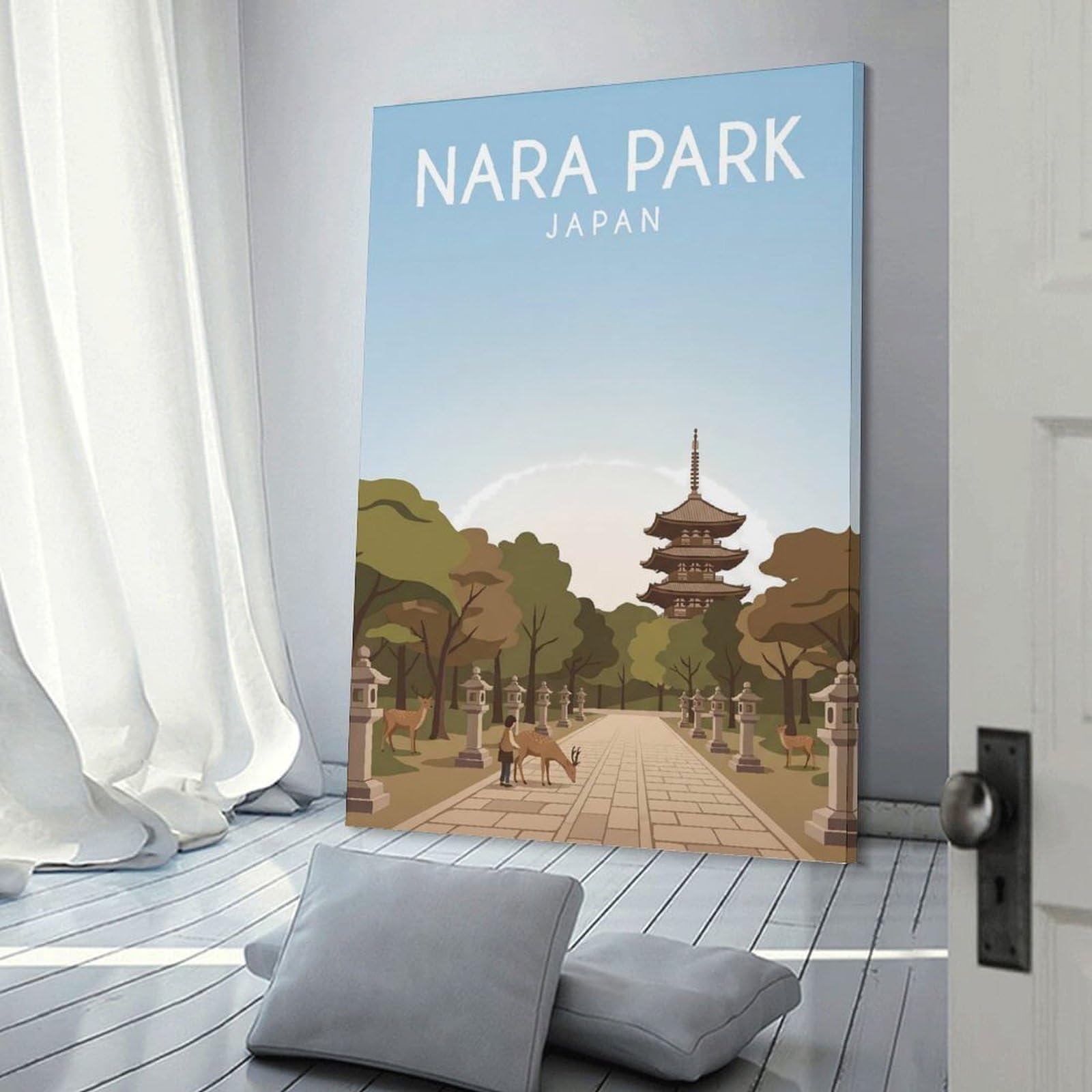 Junmoney Canvas Art Print Nara Park Japan, 24x36inch(60x90cm), for Office, Study Or Home Workspace, Decorative Artwork for Productive Spaces
