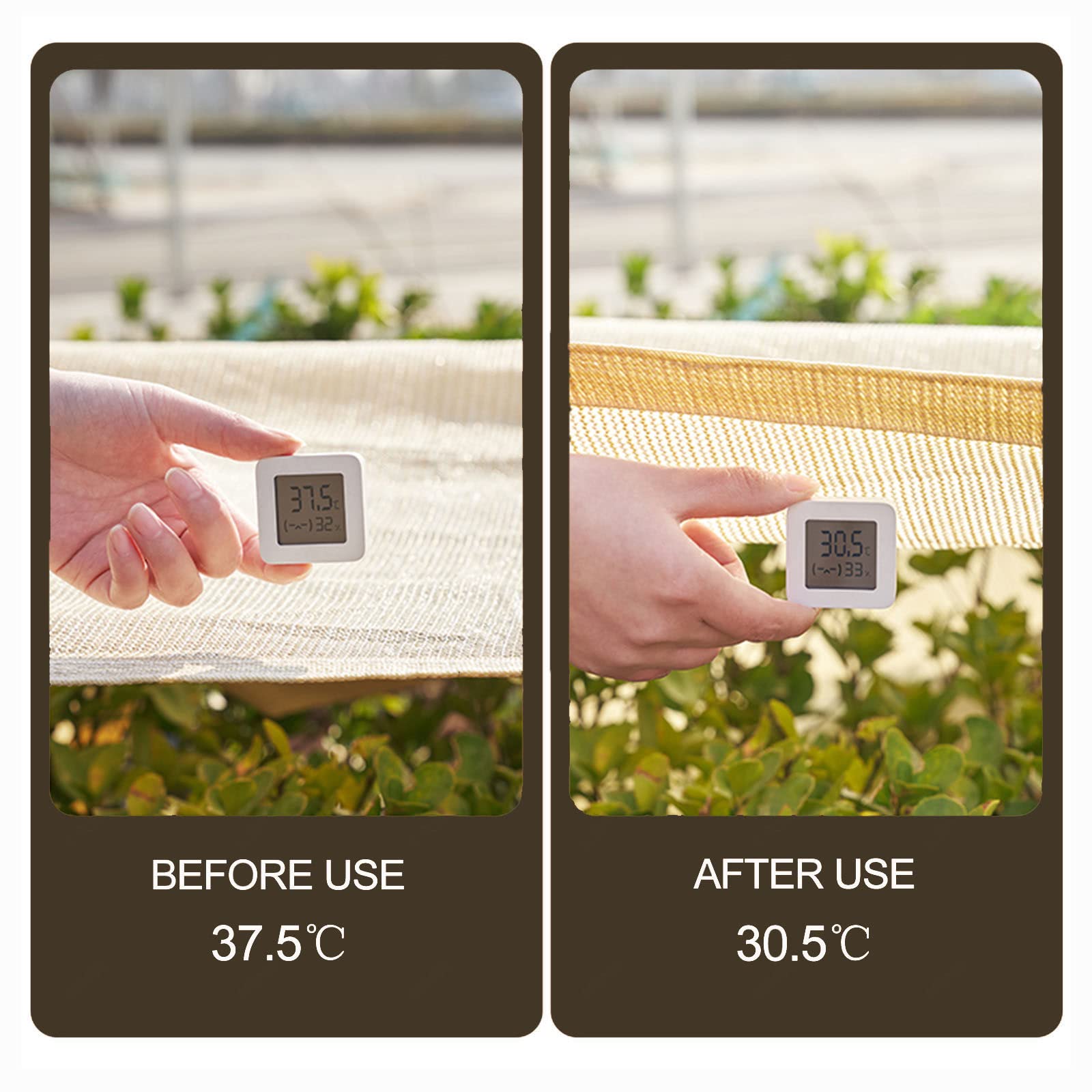 Vela ombreggiante beige 2,5x2,5 m, tessuto a rete con occhielli per giardino, pergolato, serra e piante, protezione UV al 90%.