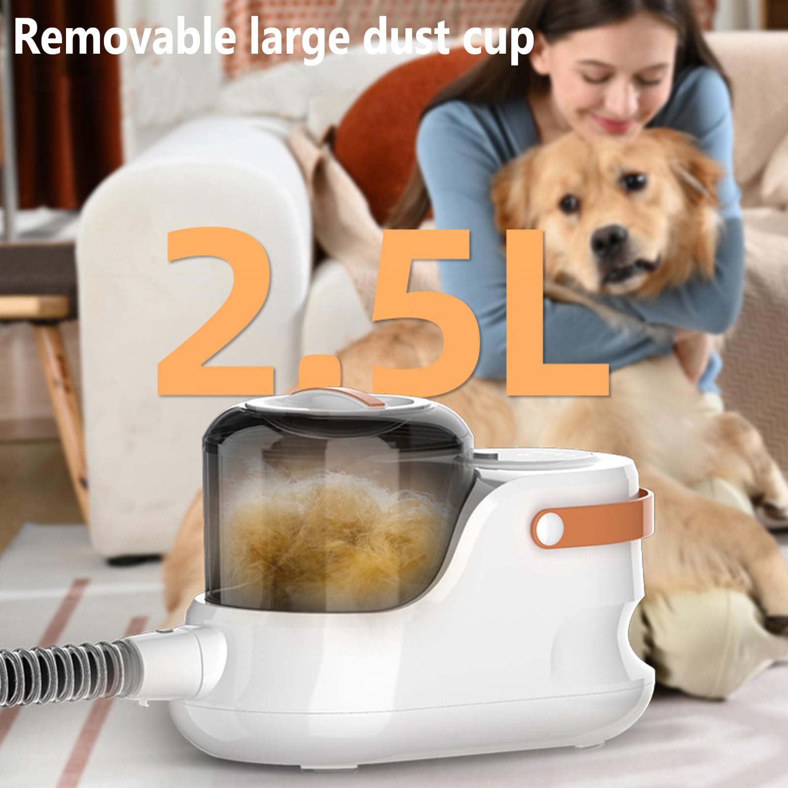 Spazzola aspirapolvere per Cani Gatti, Spazzola per peli di Cani, aspira Il 99% di peli di Animali Domestici, con 6 Strumenti per Rimuovere peli di Animali Domestici,Grigio
