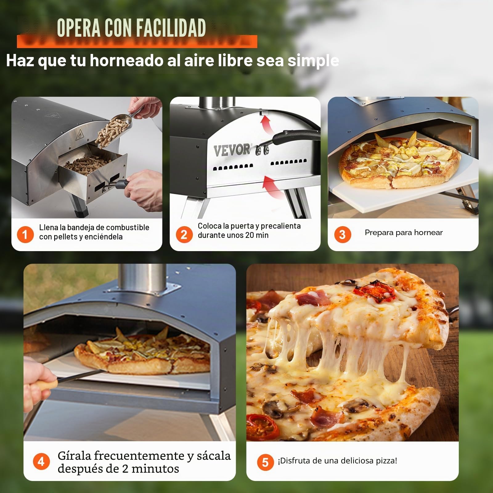 VEVOR Pizza Oven, 12 Inch Garden Ovens for Pizzas, with Wood or Charcoal, Heated Portable Pizza Oven, Garden, Max. 540 °C Premium Wood Oven for Garden, Pizza Maker