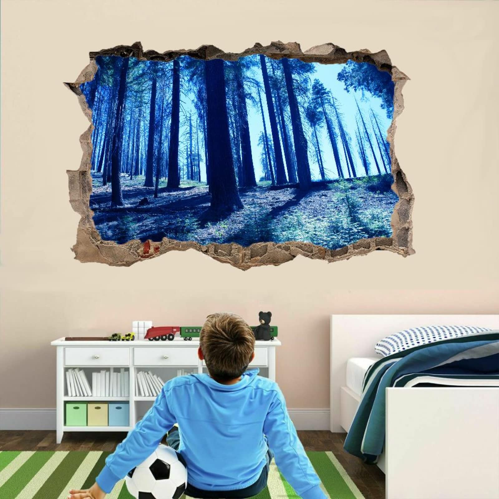 Arbre Stickers Muraux 3D Brisé Forêt Décoration De La Maison Amovible En Vinyle De Tatouage Mural Paysage Décalcomanies Art Pour Bébé Pépinière Fille Garçon Enfants Chambre 80x120cm