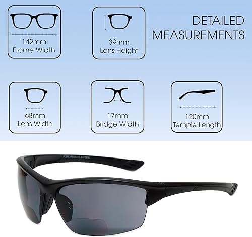 Miniatura 7 de Calabria Sport 202BF - Lentes de seguridad bifocales para lectura + 2.00 negro mate envolvente envolvente tintado, inastillable, protección UV