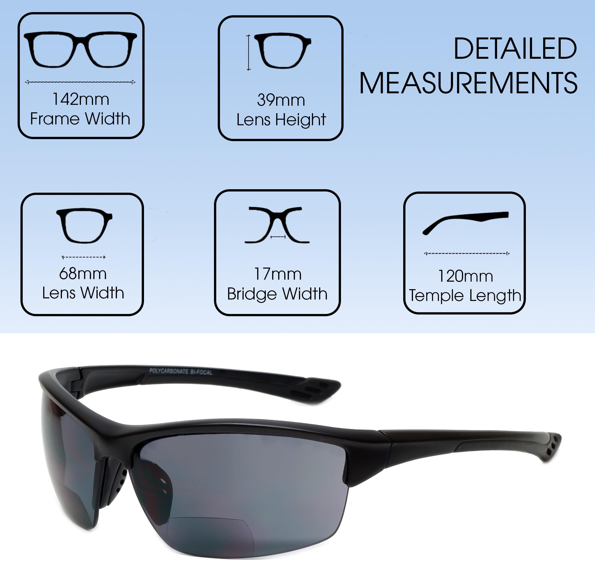 Calabria Sport 202BF - Gafas de seguridad bifocales con protección UV en marco negro o tortuga