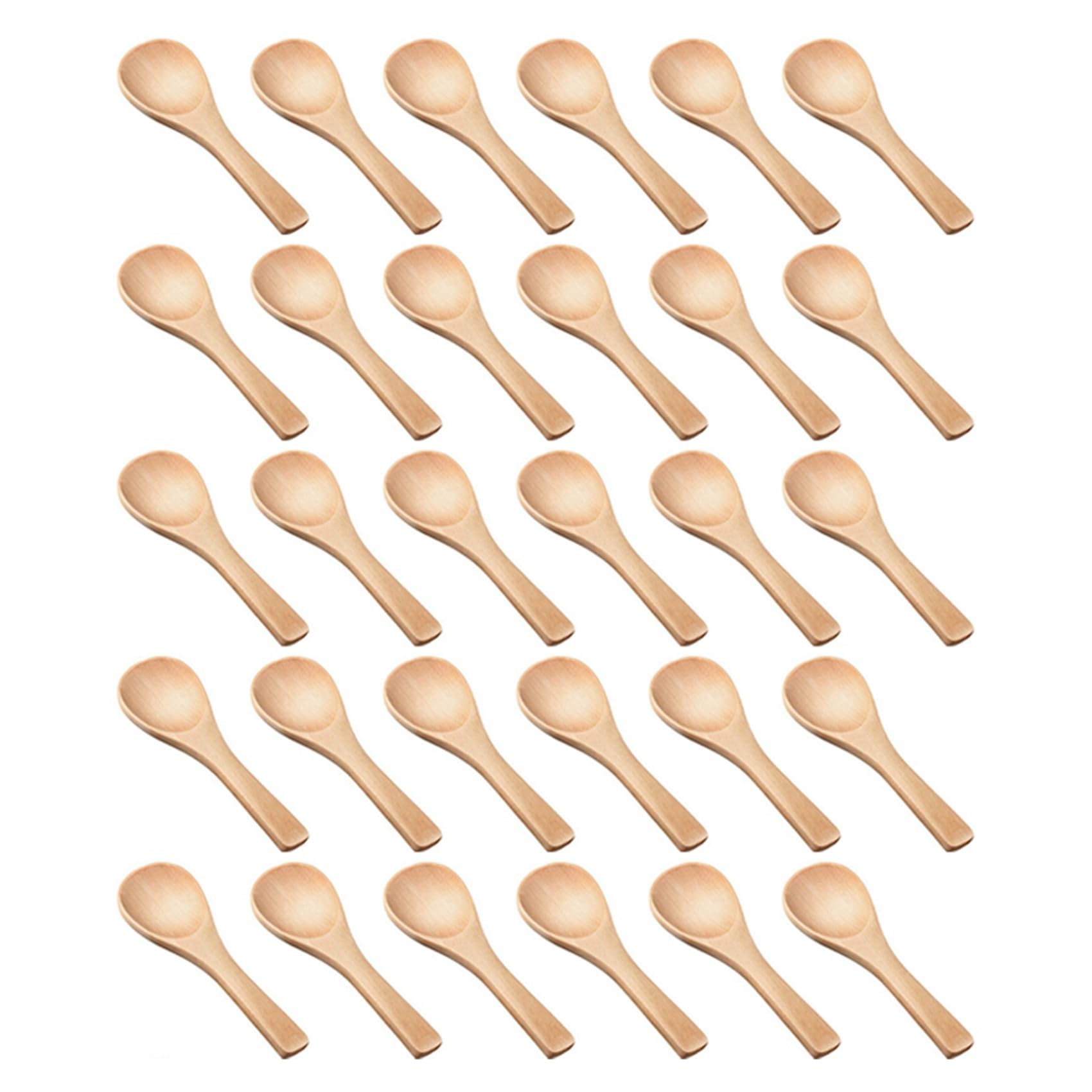 Hndhbfgrt 150 Pieces Small Wooden Spoons Mini Nature Wooden Spoons Mini Tasting Spoons Condiments Salt Spoons(Natural Wood Color)