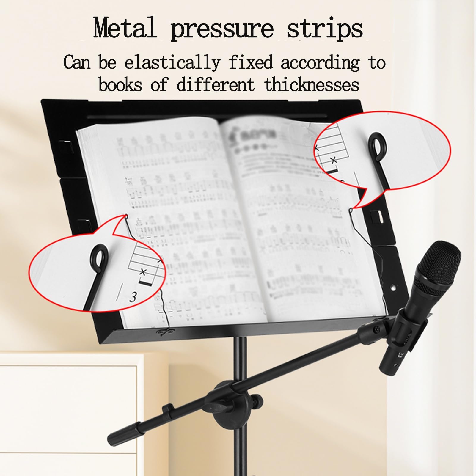 Atril for partituras, plegable con estuche de transporte, ideal for practicar y tocar varios instrumentos.